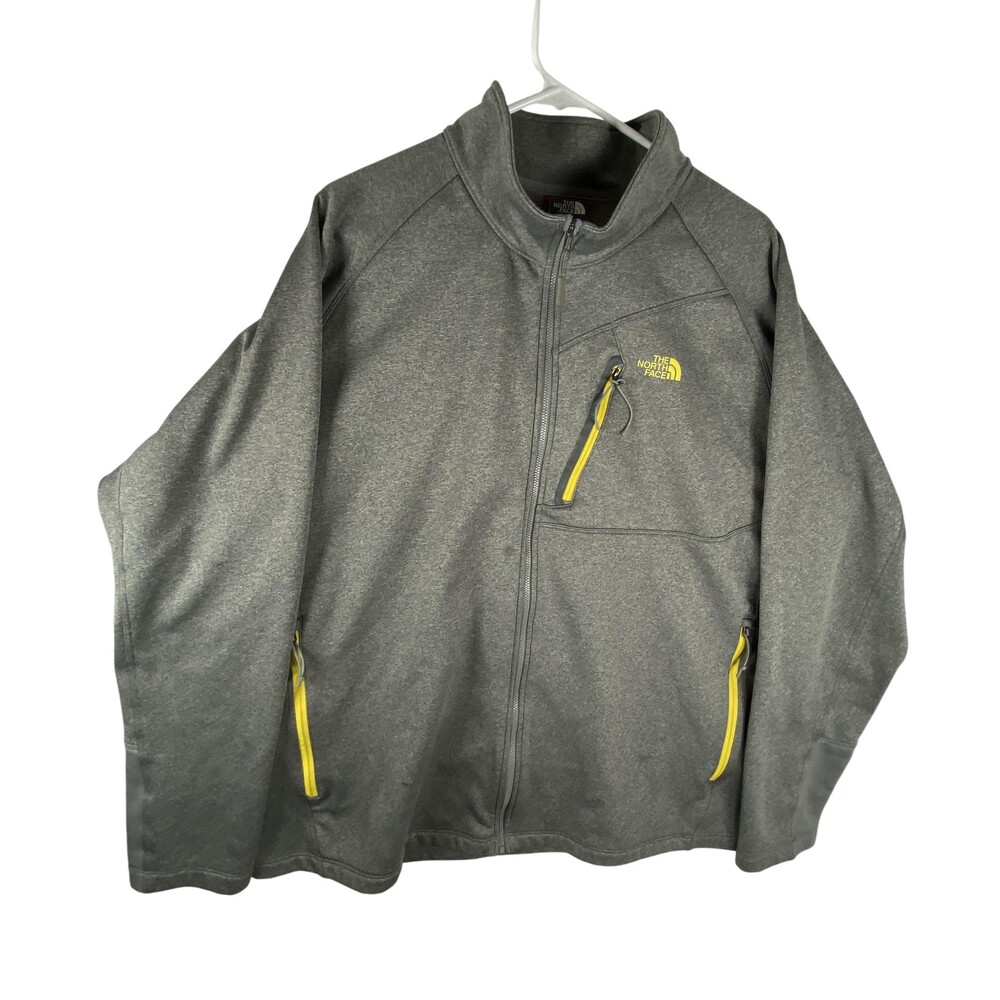 The North Face Canyonlands Jacket Mens 2XL Gray Yellow Fleece Lined Full Zip